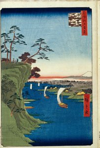 Blick auf Konodai und den Tone-Fluss, Hundert berühmte Ansichten von Edo, 1856-1858 von Utagawa Hiroshige