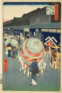 Ansicht von Nihonbashi Tori-itchome, aus der Serie "Hundert berühmte Ansichten von Edo" von Utagawa Hiroshige