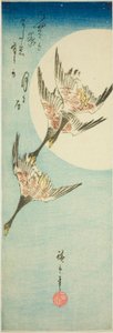 Wildgänse fliegen über den Vollmond von Utagawa Hiroshige