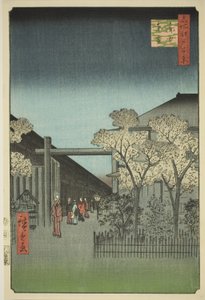 Yoshiwara-Lizenzviertel im Morgengrauen (Kakuchu shinonome), aus der Serie "Hundert berühmte Ansichten von Edo (Meisho Edo hyakkei)"