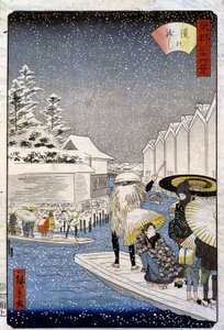 Boote im Schnee, Japan - Druck von Hiroshige