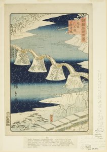 Kintai-Brücke in Iwakuni in der Provinz Suo von Utagawa II Hiroshige