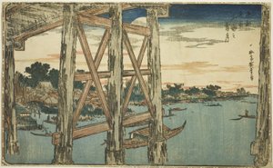 Abenddämmerung am Ryogoku-Brücke (Ryogoku no yoizuki), ca. 1831