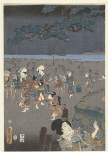 Muscheln sammeln am Strand von Akashi von Utagawa Kunisada (I)