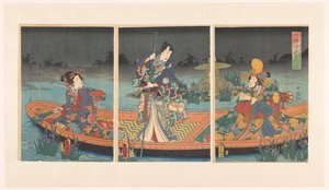 Feindliche Wellen nähern sich dem modernen Prinzen Genji von Utagawa Kunisada (I)