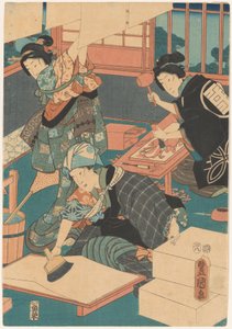 Frauen machen Drucke (Mittelteil) von Utagawa Kunisada (I)