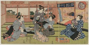 Ein Blick auf den großen neuen Raum in Sakurai von Utagawa Kunisada