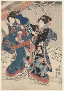 Schneeballschlacht von Utagawa Kunisada