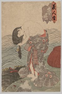 Taucherin kämmt ihr Haar von Utagawa Kunisada