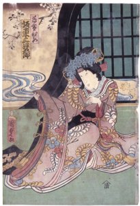 Bandō Mitsugorō VI in der Rolle von Usuyukihime von Utagawa Kunisada II