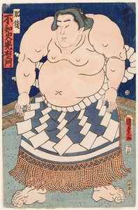 Porträt des Sumo-Ringers Shiranui Mitsuemon (1825-1879) mit einem rituellen Schurz
