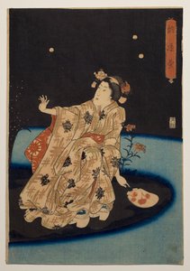 Glühwürmchenfangen in der Kühle des Abends von Utagawa Kuniyoshi