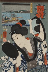 Fischen nach Bonito in der Provinz Sagami, aus der Serie Glücksverheißende Wünsche an Land und Meer, 1852
