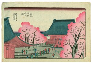 Haupttor am Tempel Tsukiji Honganji von Utagawa Kuniyoshi