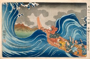 Nichiren beruhigt den Sturm, ca. 1830er