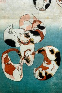 Oktopus-Serie Katzen bilden Schriftzeichen (Neko no ateji), ca. 1842