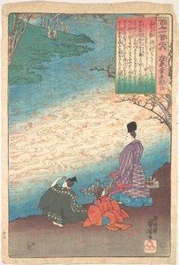 Dichter mit zwei Pagen am Ufer des Tatsuta von Utagawa Kuniyoshi