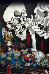Prinzessin Takiyasha ruft ein monströses Skelett-Spektakel im alten Palast in Sōma herbei, ca. 1845-46