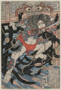 Rori Hakucho Chojun (aus der Serie 108 Helden des Romans Shui Hu Chuan) von Utagawa Kuniyoshi