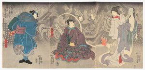 Szene aus einer Geistergeschichte: Der Okazaki-Katzendämon, 7. Monat von Utagawa Kuniyoshi