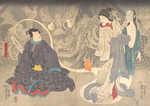 Szene aus einer Geistergeschichte: Der Okazaki-Katzendämon, ca. 1850 von Utagawa Kuniyoshi