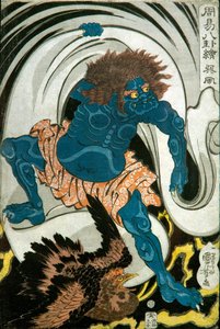 Windgott (Sonpū) Serie: Bilder der Acht Trigramme in der chinesischen Wahrsagerei (Shūeki hakke-e), ca. 1839-41 von Utagawa Kuniyoshi