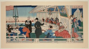 Ein amerikanisches Handelsgebäude in Yokohama (Yokohama ijin shokan no zu)