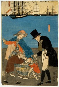 Europäer spazieren in Yokohama, veröffentlicht 1871