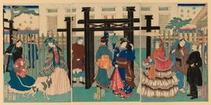 Ausländisches Handelshaus in Yokohama von Utagawa Sadahide