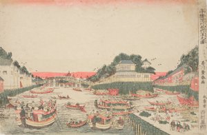 Kalter Wind unter der Eitai-Brücke in Fukagawa von Utagawa Toyoharu