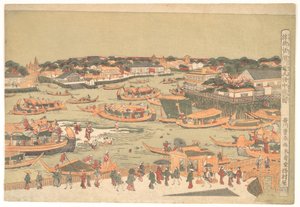 Neue Große Brücke bei Naka Zu in Edo von Utagawa Toyoharu
