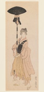 Junge Frau trägt geschmückten Stab für eine Prozession, ca. 1805-6 von Utagawa Toyohiro