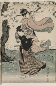 Kirschblüten im Wind von Utagawa Toyokuni