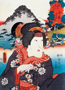 Porträt einer Kabuki-Theaterschauspielerin, Ukiyo-e-Kunstdruck von Utagawa Toyokuni (1769-1825), Holzschnitt, japanische Zivilisation, Edo-Zeit von Utagawa Toyokuni