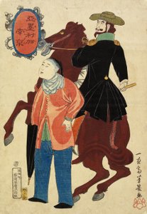 Amerikanischer Reiter und ein Chinese, Januar 1861