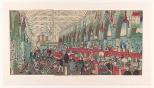 Ein florierendes englisches Handelshaus in Yokohama von Utagawa Yoshiiku