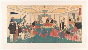 Ausländer amüsieren sich bei einem Bankett von Utagawa Yoshikazu