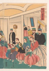 Ausländer amüsieren sich bei einem Bankett von Utagawa Yoshikazu