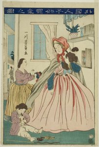 Ausländerin, die sich um ihre Kinder kümmert (Gaikokujin kodomo choai no zu) von Utagawa Yoshikazu
