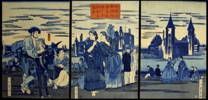 Skizze eines Kupferstichs der Stadt Washington von Utagawa Yoshikazu