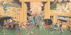 Kirschen bei Nacht in Neu Shimabara, 19. Jahrhundert von Utagawa Yoshitora