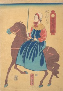Englische Frau zu Pferd, 1. Monat, 1861 von Utagawa Yoshitora