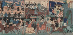 Ausländer auf Tour in Yokohama von Utagawa Yoshitora