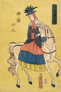 Französische Dame zu Pferd von Utagawa Yoshitora