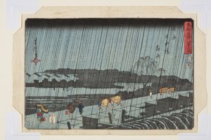 Nachtregen in Yoshiwara Nihondzutsumi (Yoshiwara Nihondzutsumi Yau) von Utagawa Yoshitora