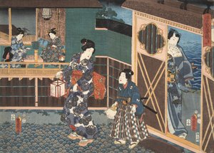 Szene aus Genji Monogatari (Erzählung von Genji) von Murasaki Shibuku (geb. 978) ca. 1860 von Utagawa and Toyokuni Kuniyoshi