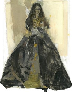 Geheimnisvolle Dame im Kleid