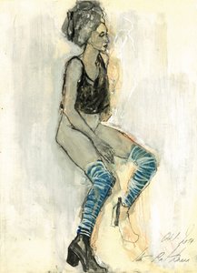 Frau in Blauen Socken von Ute Rathmann