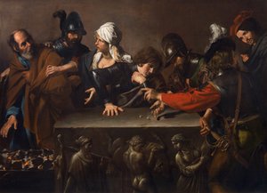Die Verleugnung des Heiligen Petrus, von Valentin de Boulogne (1591-1632)
