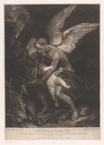 Vater Zeit schneidet Cupido die Flügel ab